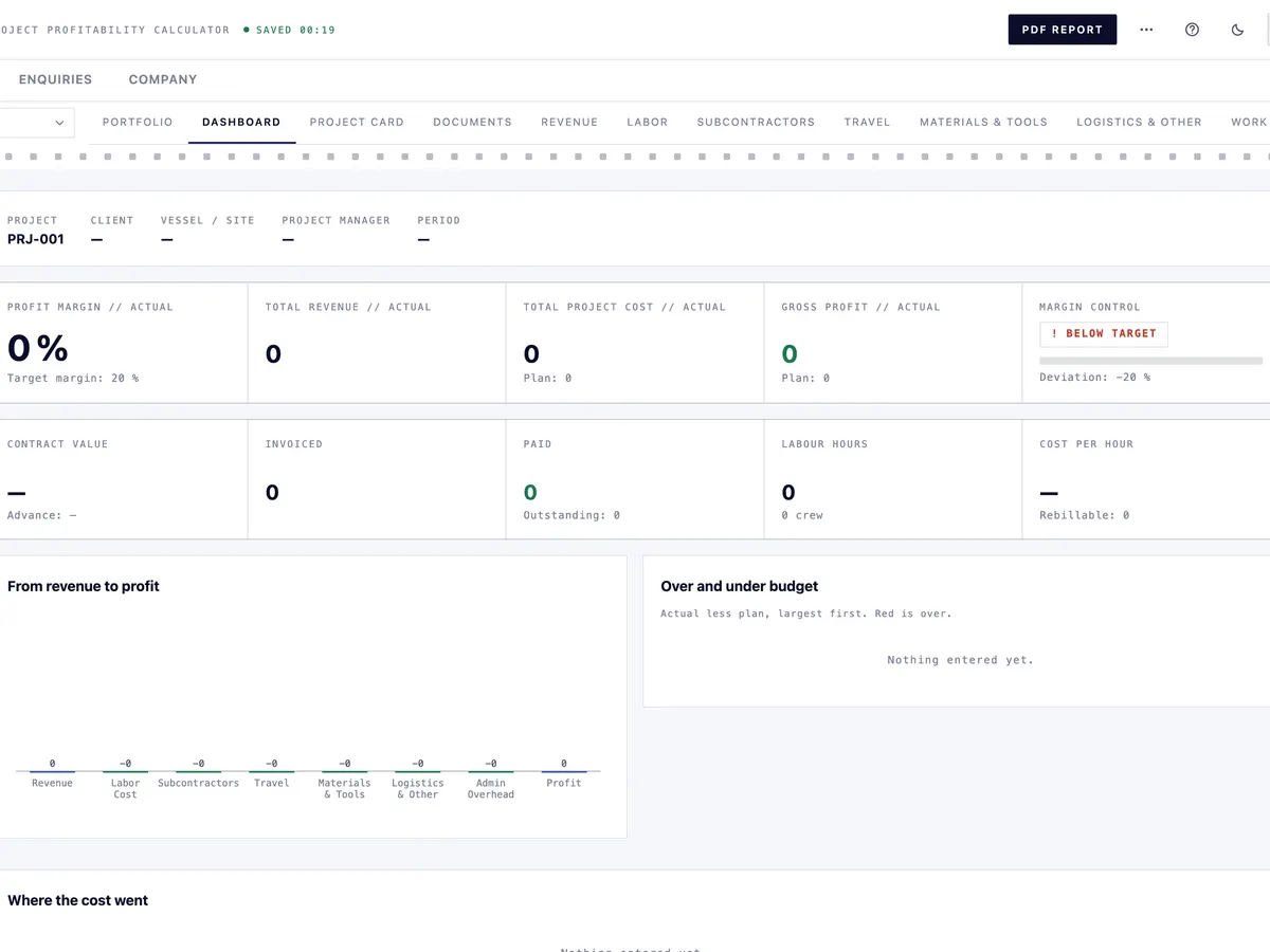 Litprofit Project Calculator — Marine & Ship Repair